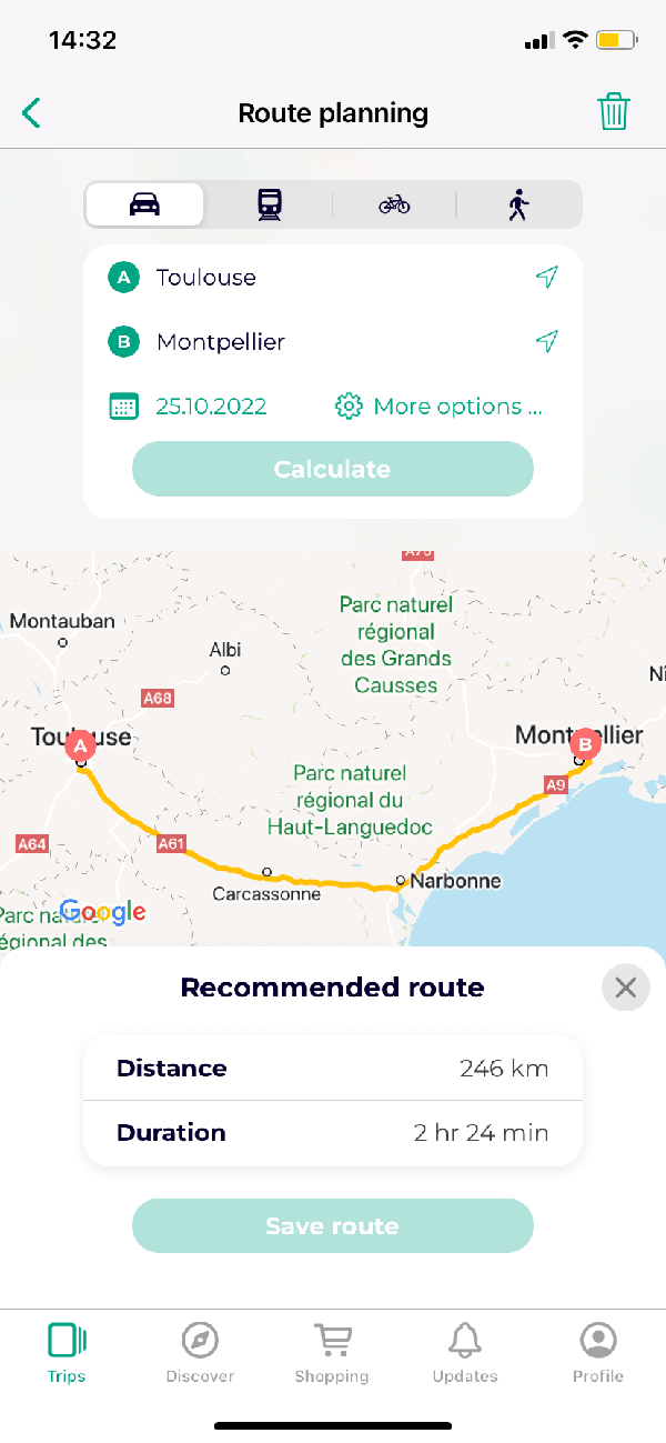 Planification d'itinéraire étendue